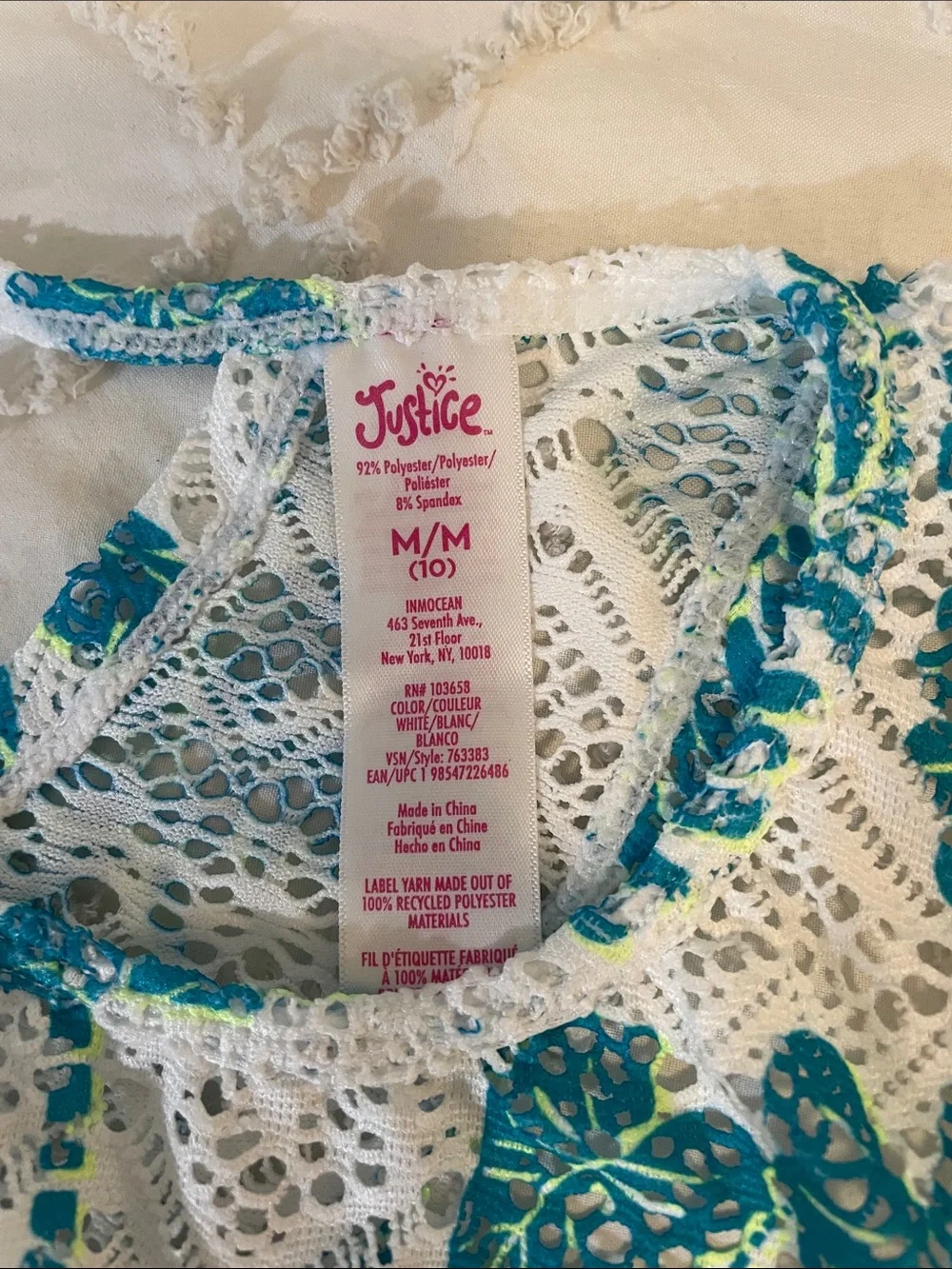 Bundle - Justice Crochet cover up and OP Rash Guard nwt size 10